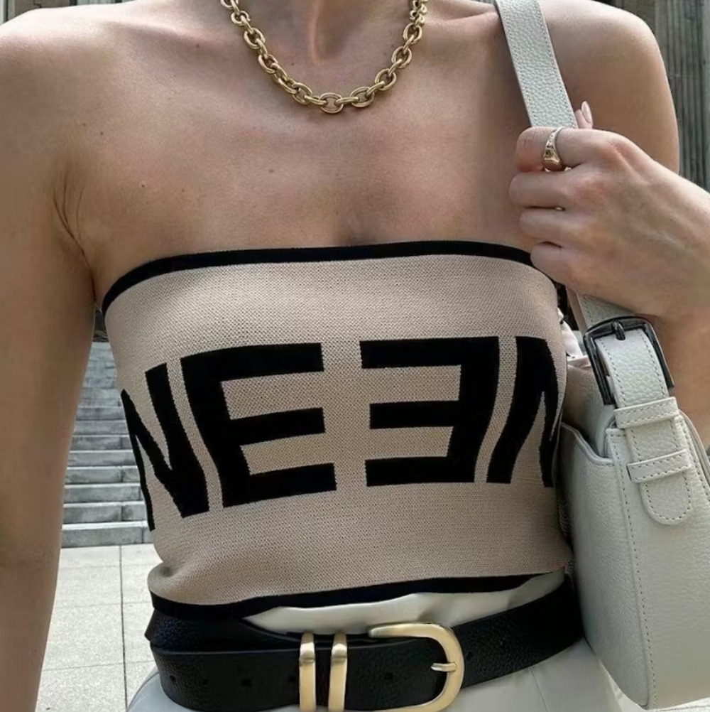 Brown and Black Tube Top